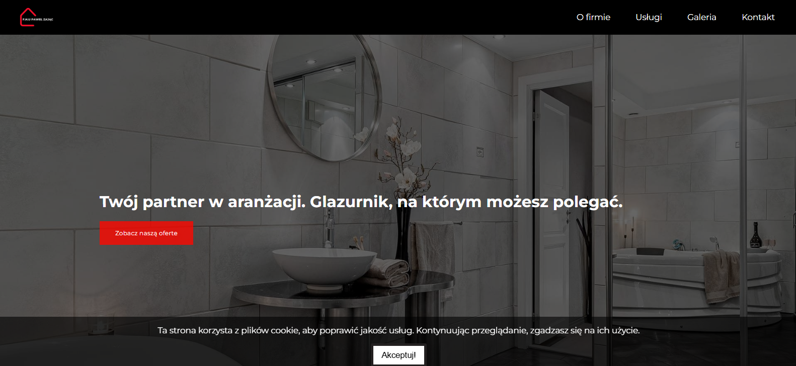 screenshot sekcji powitalnej na stronie fhupawelzajac.pl